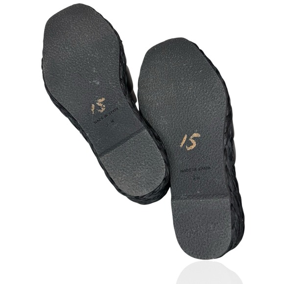 Vince Camuto Lauren Beverlin Poppy Black Leather High Wedge Slip On Sandal 9M US - Picture 9 of 9